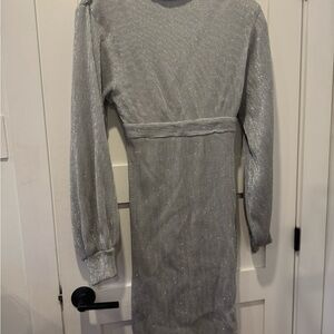 Symphony Shimmering Silver Long Sleeve Dress